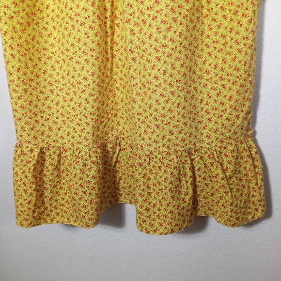 VTG Jeri Morton 60s Nightie Prairie M Yellow Red Floral Ruffle Cottage Eyelet - Picture 6 of 13